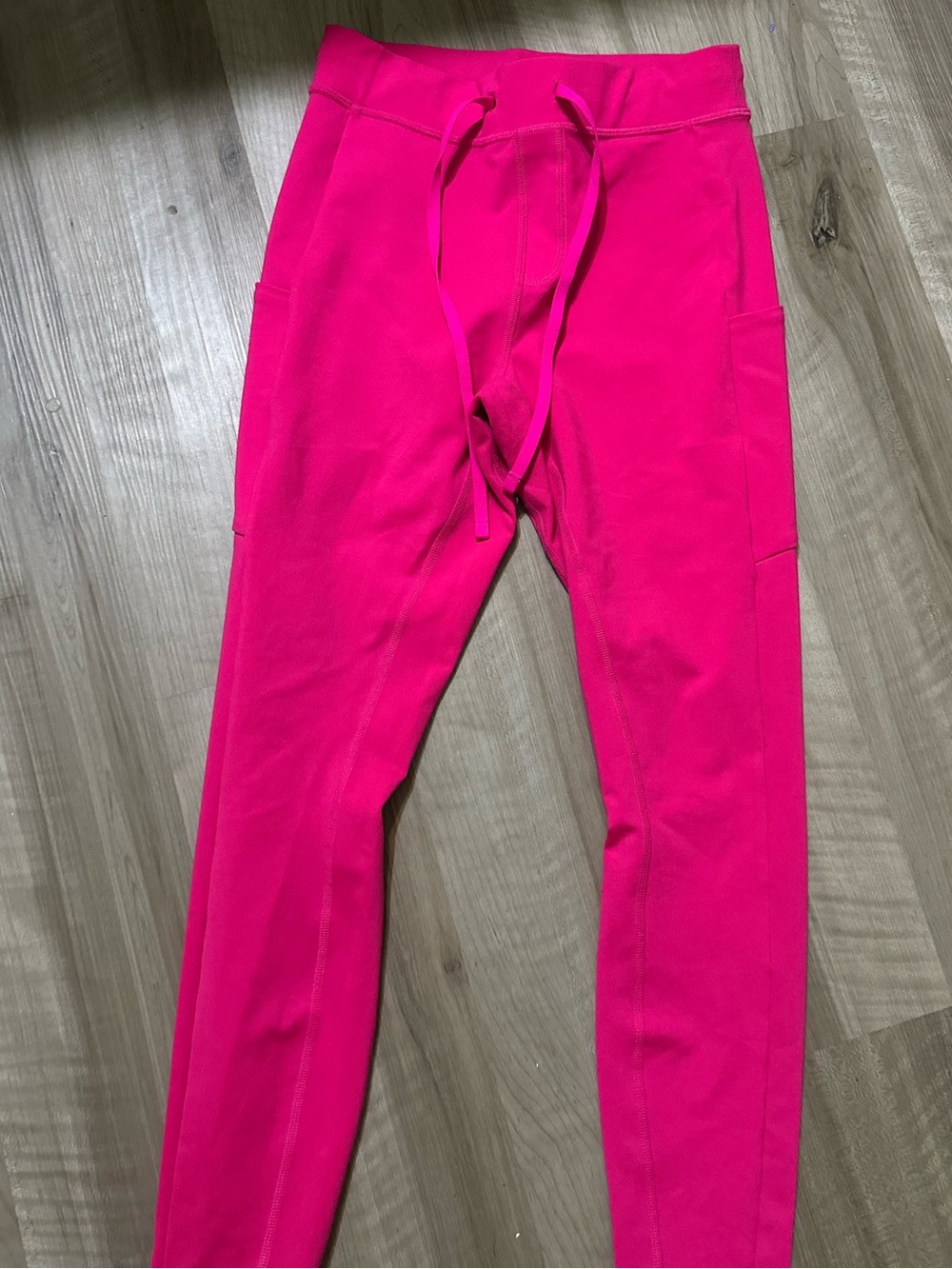 ALO Yoga Girls Bright Hot Pink Drawstring Pocket Leggings